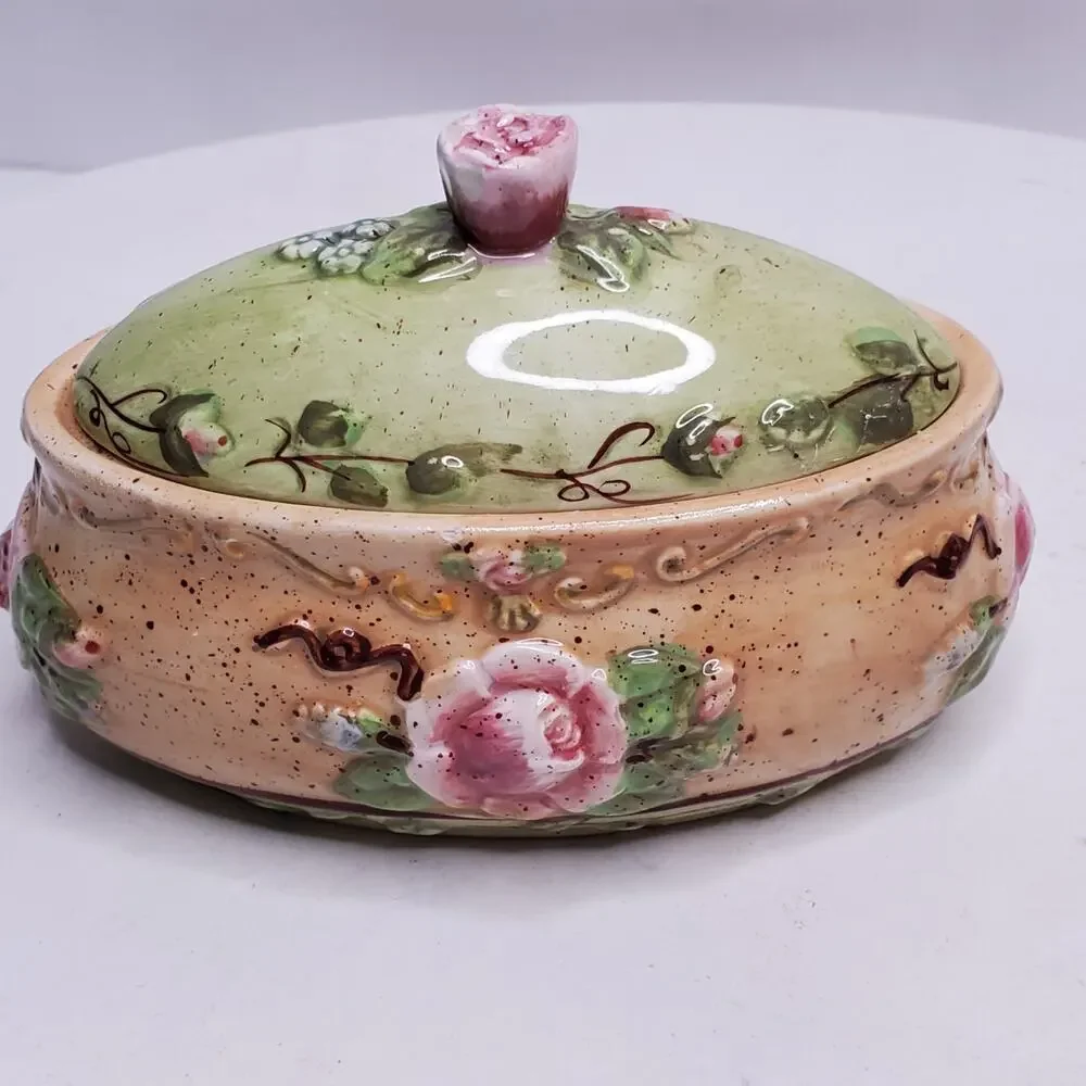 Vintage 2004 Brownlow Rosa Bella Trinket Box by Bonnie Griffin 8x3x3 Inch